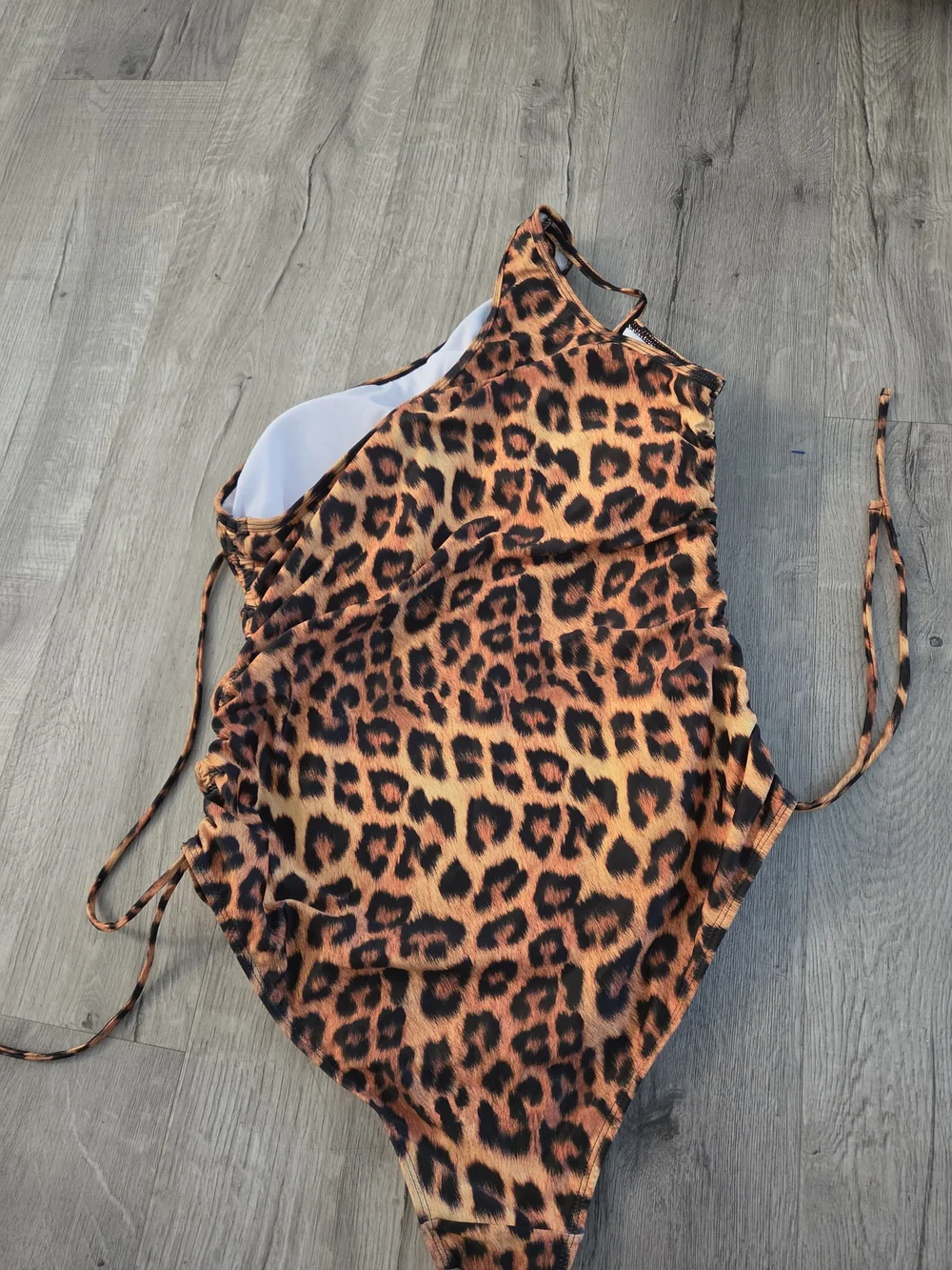 Leopard Print One-Shoulder  One-Piece Swimsuit - Brown